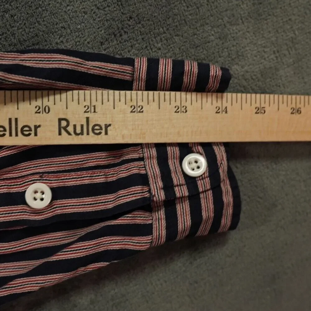 VTG Polo Jeans Co Ralph Lauren Shirt Mens Large Red‎ Black Stripes Flag Logo Hit